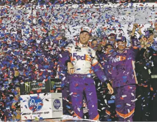  ?? JOHN RAOUX/ASSOCIATED PRESS ?? Hamlin celebrates in Victory Lane.