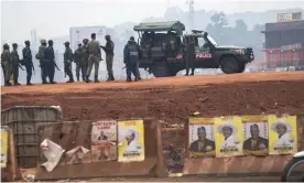  ??  ?? Security forces gather on election day in Kampala, Uganda, in January. Photograph: Jérôme Delay/AP