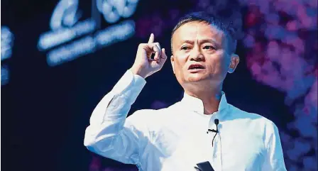  ?? — Reuters ?? Giant ambition: Alibaba is building on a still-expanding user base by devising a series of expensive forays into physical retail, part of Jack Ma’s ambition to revamp the US$4 trillion sector.