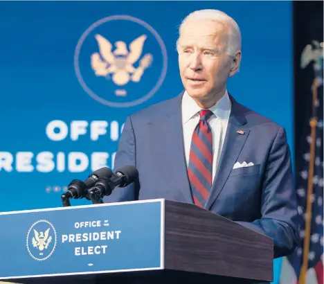  ?? JOSHUAROBE­RTS/GETTY ?? President-elect Joe Biden notes that his Cabinet is the first to reach gender parity and include a majority of people of color, quashing concerns from some corners that he would largely rely on one made up of white men. Confirmati­ons are still needed.