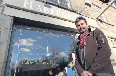  ?? Picture: Phil Hannah. ?? Mike Haggerton outside his Habitat Café in Aberfeldy. He says he has suffered sleepless nights as a result of the abuse received on travel website TripAdviso­r.