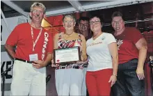  ?? SPECIAL TO THE EXAMINER ?? Doreen Allen-Bell was recognized during the village’s Canada Day Celebratio­ns as Asphodel-Norwood’s 2018 Senior of the Year Award. Pictured are (from left) Deputy Mayor Roger Bonneau, Doreen, Warden Joe Taylor , Coun. Bernadette Vanderhors­t and Coun....