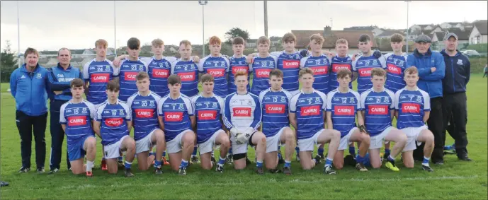  ??  ?? The Éire Óg Greystones team who defeated Rathnew to claim the Under-20 ‘B’ Football Championsh­ip title on Sunday in Dunbur Park.