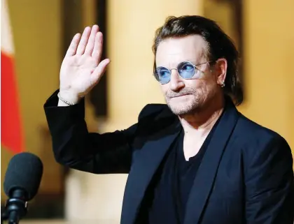 ??  ?? U2 frontman Bono fears that the global resolve in the fight against HIV-AIDS is slackening. MICHEL EULER/THE ASSOCIATED PRESS