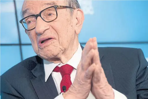  ?? SAUL LOEB AGENCE FRANCE-PRESSE FILE PHOTO ?? In 1999, U.S. Federal Reseve head Alan Greenspan argued technologi­cal advances were boosting productivi­ty, allowing growth to accelerate without price pressures.