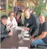  ??  ?? Creation 23 label owner Alan McGee puts pen to paper with Fife rockers Shambolics in Edinburgh.