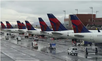  ?? Photograph: Rick Bowmer/AP ?? Delta planes at Salt Lake City internatio­nal airport.