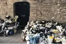  ?? ?? Flower bouquets placed by mourners seen outside Zemin’s former home in the eastern city of Yangzhou. Photograph: AFP/ Getty Images