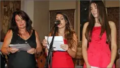  ??  ?? Susan Sands, Ester Ferrara and Marketa Vrbova reciting poetry at the concert