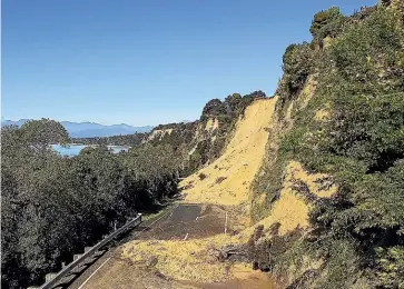  ?? BRADEN FASTIER/ STUFF ?? A key section of Stafford Drive at Ruby Bay has been closed by slips since the four-day storm that hit the region in August. The Tasman District Council has given the goahead for the road to be cleared and reopened.