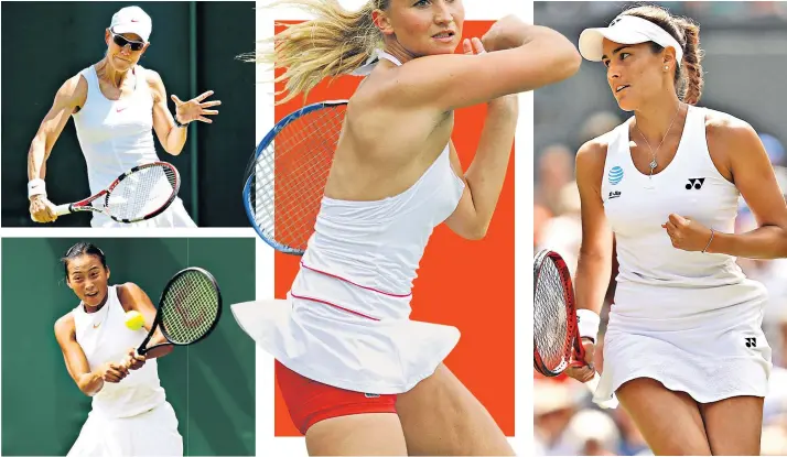  ?? ?? Colour concerns: White clothing has been an issue for (clockwise from top left) Rennae Stubbs, Tatiana Golovin (sporting the red shorts which made her headline news at Wimbledon), Monica Puig and Qinwen Zheng