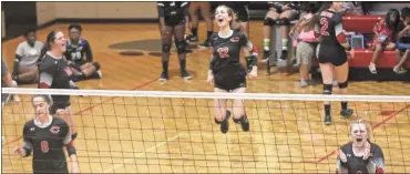  ?? / Contribute­d by Gail Conner ?? Cedartown celebrates a big win against Darlington in their third set.