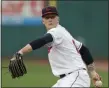  ?? TONY DEJAK — THE ASSOCIATED PRESS ?? Zach Plesac delivers during the first inning against the Red Sox on Aug. 12.