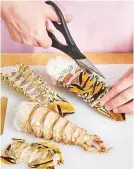  ??  ?? Cut down both sides of belly to the tail fan and remove the flap, then pull out the meat.