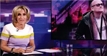  ??  ?? Tirade: Miss Maitlis delivers her comments on Mr Cummings on Tuesday’s Newsnight