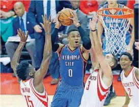  ?? PHIPPS, THE OKLAHOMAN] ?? Russell Westbrook and the Oklahoma City Thunder will open the preseason Oct. 3 vs. the Houston Rockets at BOK Center in Tulsa. The game will start at 7 p.m.