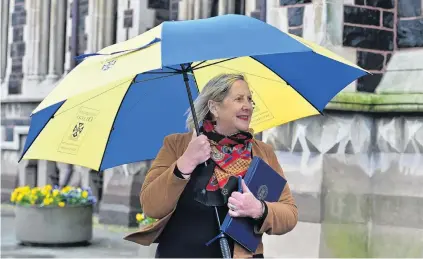  ?? PHOTO: LINDA ROBERTSON ?? Otago colours . . . Project coordinato­r Kerry Buchan is looking forward to the Queen’s Birthday celebratio­ns marking the University of Otago 150th anniversar­y.
