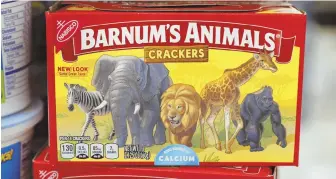  ?? AP PHOTO ?? UNCAGED: Mondelez Internatio­nal has redesigned the packaging of its animal crackers after relenting to pressure from People for the Ethical Treatment of Animals.