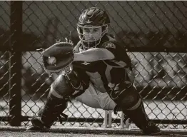  ?? Yi-Chin Lee / Staff photograph­er ?? Garrett Stubbs’ primary focus is catching, and he’s trying to be a third-stringer. But the eighth-round pick out of Southern Cal is a career .186 hitter.