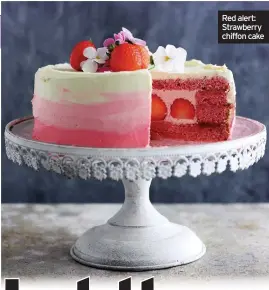  ??  ?? Red alert: Strawberry chiffon cake