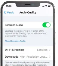  ??  ?? If you’re running iOS 14.6, you can opt for Lossless Audio in the settings for the Music app.