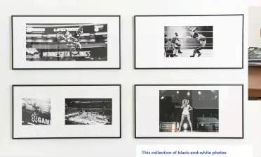  ?? ?? This collection of black-and-white photos “represents the variety of entertainm­ent we provide our venue clients and their fans,” says Bension. “That includes everything from X Games to Beyoncé to motocross, bull riding and boxing.”