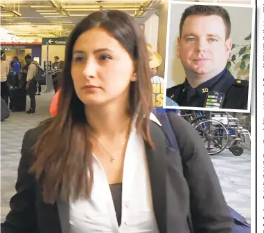  ?? COURTESY OF NELA GOMEZ ?? NYPD Detective Nela Gomez (pictured) claims Lt. Robert Delaney (inset) screamed and swore at her before slamming his office door and knocking her to the ground.