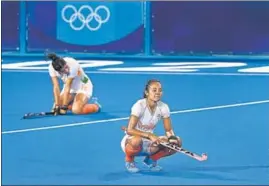  ?? PTI ?? India’s Sushila Chanu reacts after losing 1-2 to Argentina in the semi-final on Wednesday.