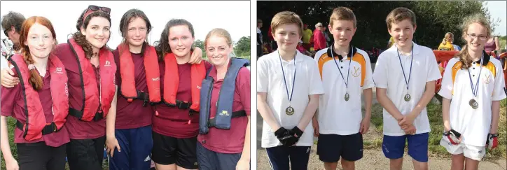  ??  ?? Ferrycarri­g Rowing Club’s U-14 team: Cora Byrne Egan, Sarah Bohan, Marisa Darcy, Sarah Dempsey and Louise Power (cox) at the Edermine Regatta. Killurin Rowing Club’s U12 ‘A’ team (from left): Cillian O’Connor, Robin Hawkins, Liam O’Reilly and Niamh...