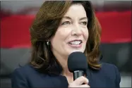  ?? SETH WENIG-ASSOCIATED PRESS ?? Lieutenant Governor of New York Kathy Hochul speaks at a ribbon cutting ceremony in the Bronx borough of New York, Tuesday, May 4.
