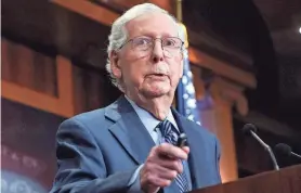  ?? JACK GRUBER/USA TODAY ?? Senate Minority Leader Mitch McConnell said Tucker Carlson’s interview eroded support for the aid bill among rank-and-file Republican­s.