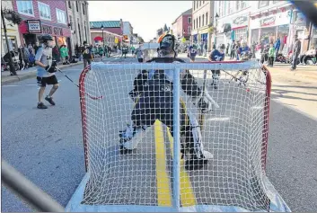  ??  ?? A section of Yarmouth’s Main Street was closed to traffic for the day on Saturday, Sept. 29 so that the JStrong Cup street hockey tournament could take place.