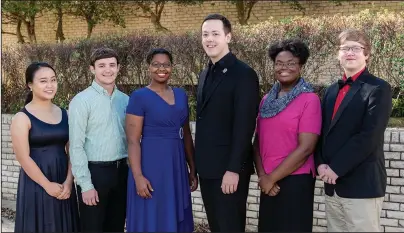  ?? Submitted photo ?? PERFORMERS: From left, Ariya Tai, Zaquary Hale, Frednesha Whiting, Tanner Oglesby, Raven Morris and Wesley Lamendola will perform at the President’s Concert presented by Henderson State University Department of Music at 7:30 p.m. Feb. 4.