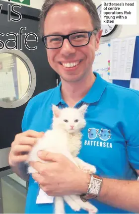  ??  ?? Battersea’s head of centre operations Rob Young with a kitten