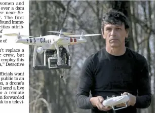  ?? Lake Fong/Post-Gazette ?? David Uhrinek, a Westmorela­nd college professor, operates a phantom drone in his backyard on Feb. 28, in Unity Township. He gives a class on purchasing drone and hands on chance to fly one.