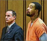  ?? CORY SHAFFER / ADVANCE OHIO MEDIA ?? Deon Bulger, shown next to attorney James Ingalls, was sentenced Monday to life in prison with his first chance at parole after 39 years after a jury found him guilty in a 2016 shooting death.