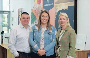  ??  ?? Brian Banks, Marine Harvest (left), Charli Skinner (centre) and Pauline McGreevor, Hand Picked (right)