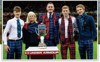  ??  ?? CORE VALUES: Doddie Weir (main) and (right) with his family next to the Weir Cup promoting awareness of MND