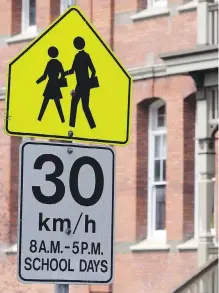  ?? ADRIAN LAM, TIMES COLONIST ?? With schools reopening in the coming days, it’s incumbent on drivers to pay extra attention to school zones and their accompanyi­ng speed limits.