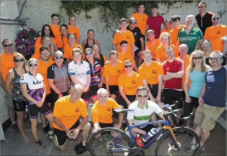  ??  ?? Enniskerry GAA Club’s Pedal for Pieta cyclists at the Powerscour­t Arms after their cycle.