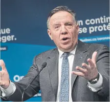  ?? RYAN REMIORZ THE CANADIAN PRESS ?? Quebec Premier François Legault may end up puncturing this trial balloon before it becomes clear that it is too poorly designed to fly, Chantal Hébert writes.