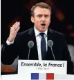  ?? ASSOCIATED PRESS ?? Emmanuel Macron speaks Sunday outside Paris’ Louvre Museum.
