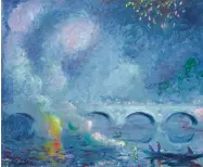  ??  ?? Theodore Earl Butler (1860-1936), Fireworks, Vernon Bridge, 1908. Oil on canvas, 21¼ x 25¾ in., signed lower left: ‘T.E. Butler’. Estimate: $50/70,000 Images courtesy Christie’s Images Ltd. 2018