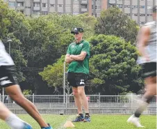  ?? Picture: AAP/DEAN LEWINS ?? ETERNAL PRESENCE: New South Sydney coach Wayne Bennett runs his charges through their paces.