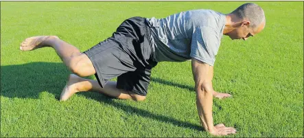  ??  ?? The glute muscle performs multiple actions at the hip joint, including hip extension, abduction and external rotation. This fire hydrant exercise is excellent for preparing it for more challengin­g activities.