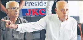  ?? WASEEM ANDRABI/HT ?? Farooq Abdullah addressing a press conference at the JKCA office in Srinagar on Tuesday.