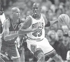  ?? USA TODAY PHOTO BY ANNE RYAN ?? The NBA title run by Michael Jordan and the Bulls included a 1998 playoff series win against the Pacers and Reggie Miller.