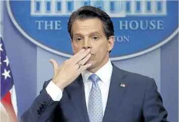  ?? THE ASSOCIATED PRESS FILES ?? Anthony Scaramucci, above, resigned Monday as White House communicat­ions director after just 11 days on the job, just hours after U.S. President Donald Trump’s new chief of staff, John Kelly, was sworn into office.