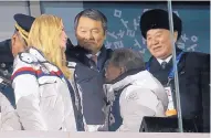  ?? NATACHA PISARENKO/ ASSOCIATED PRESS ?? Ivanka Trump, left, and Kim Yong Chol, vice chairman of North Korea’s ruling Workers’ Party Central Committee, right, take in the closing ceremony from a VIP box.