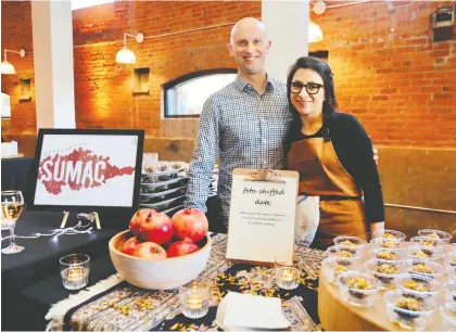  ?? OLIVE K. PETERS ?? SUMAC SQUAD: Sumac restaurant’s David Bloom and Raquel Zagury bring their best to the Batshaw Centres Foundation’s Défi Canapé.